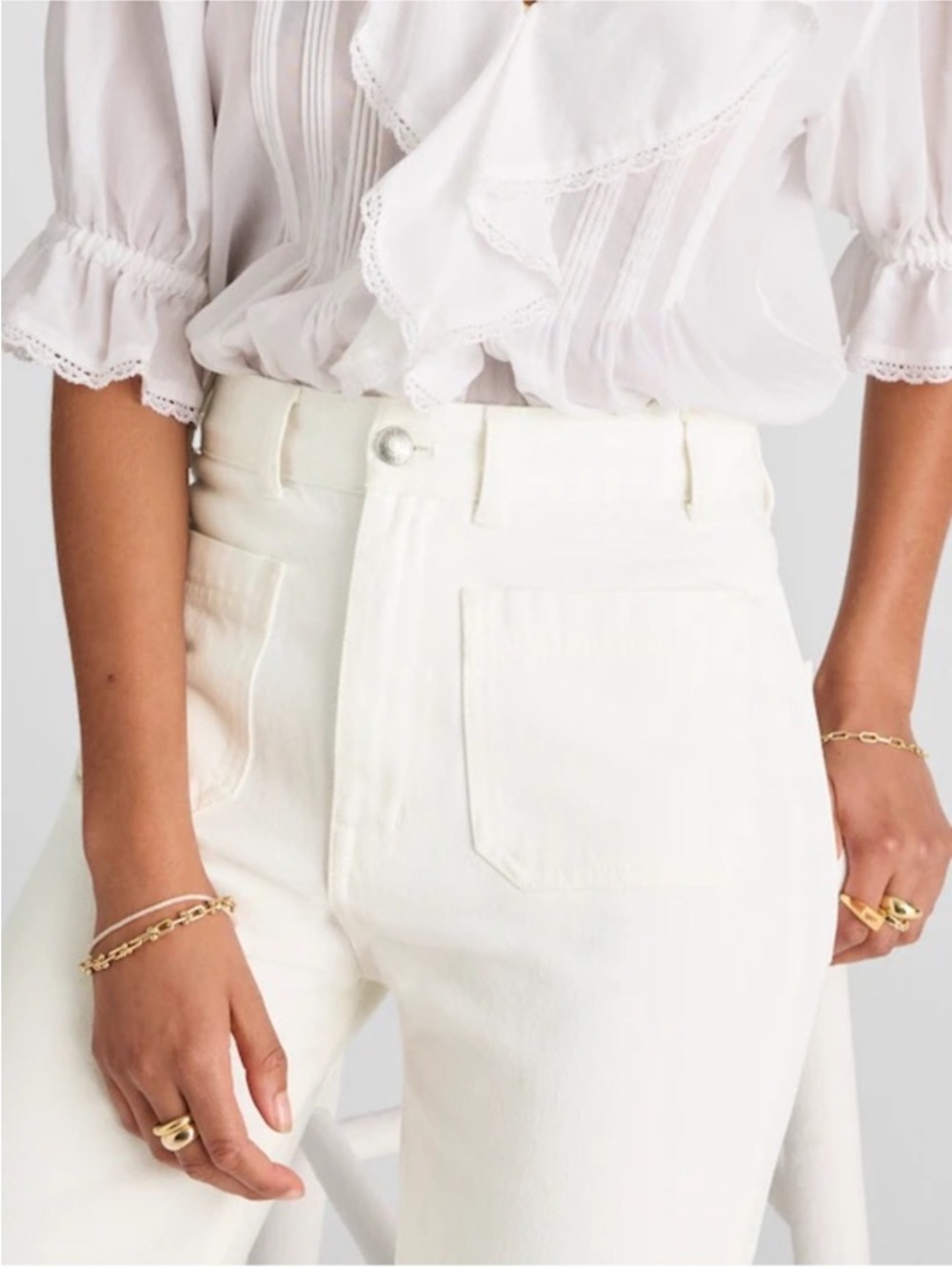 NWT - Madewell Cleo Straight Jean - White - Picture 4 of 13